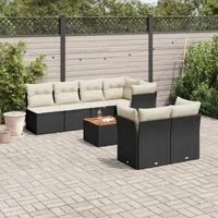 Set Divano da Giardino 6 pz con Cuscini Nero in Polyrattancod mxl 89121