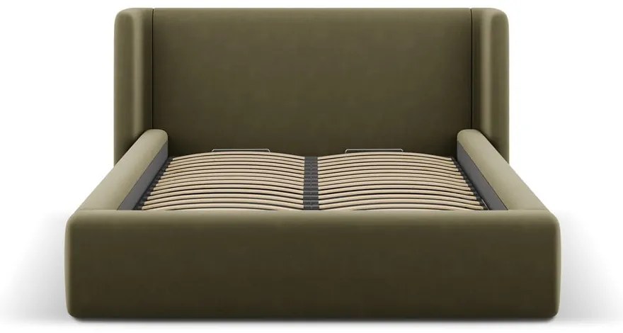 Letto matrimoniale imbottito verde con contenitore con rete inclusa 180x200 cm Jason – Windsor &amp; Co Sofas