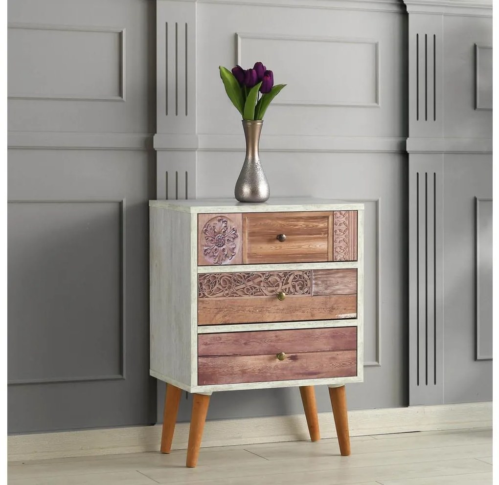 Cassettiera LIZA 68x50 bianco/marrone