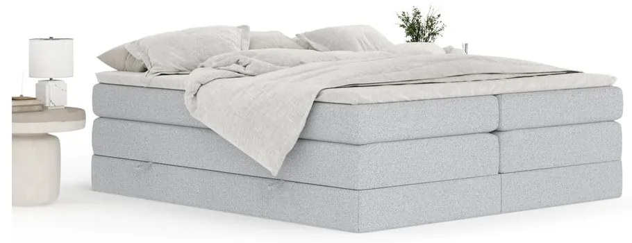 Letto boxspring grigio chiaro con contenitore/senza testiera 160x200 cm Juniper – Maison de Rêve