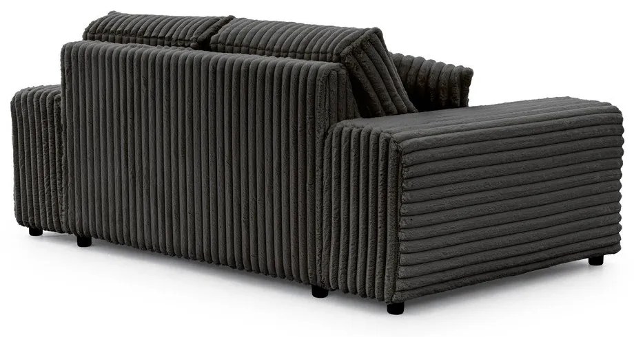 Divano grigio scuro con rivestimento in velluto a coste 178 cm Justin – Ropez