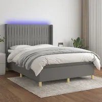 Letto a Molle Materasso e LED Grigio Scuro 140x200cm in Tessuto 3139038