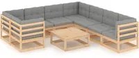 Set Divani da Giardino 9 pz con Cuscini Legno Massello di Pino cod mxl 51094