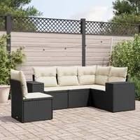 Set Divani da Giardino 5 pz con Cuscini in Polyrattan Nero 3254903