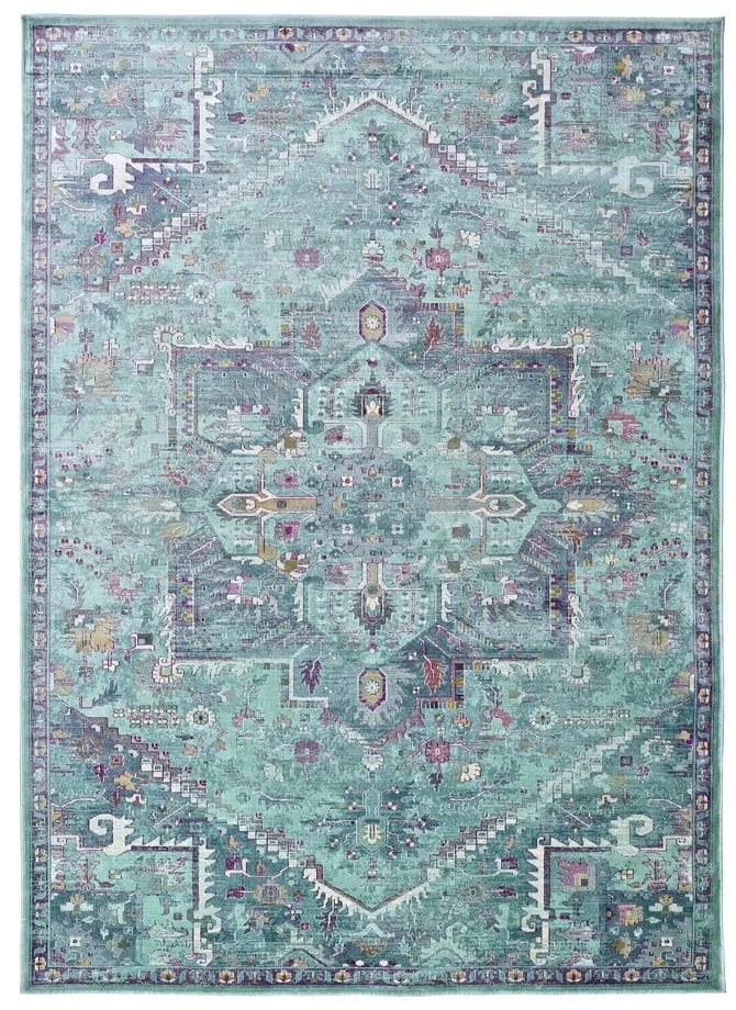 Tappeto in viscosa turchese 230x160 cm Lara - Universal