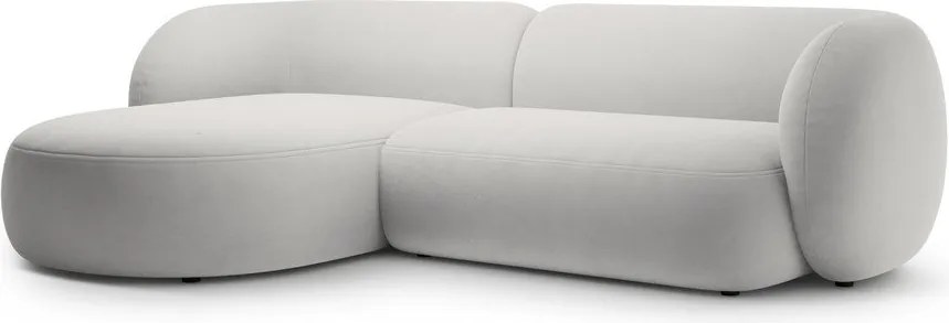 Divano angolare grigio chiaro (con penisola a sinistra/con chaise lounge) con rivestimento in velluto Kate – Micadoni