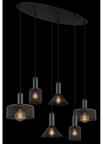 Globo 15648-6H - Lampadario a cavo JEDD 6xE27/60W/230V nero