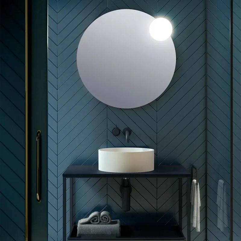 Specchio bagno tondo diametro 70 con applique LED cromata
