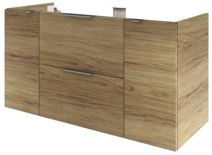 Mobile da bagno sospeso sotto lavabo L 120 x H 64 x P 48 cm rovere miele, 2 cassetti SENSEA Apertura push-pull Neo Frame, Maniglie acquistabili separatamente