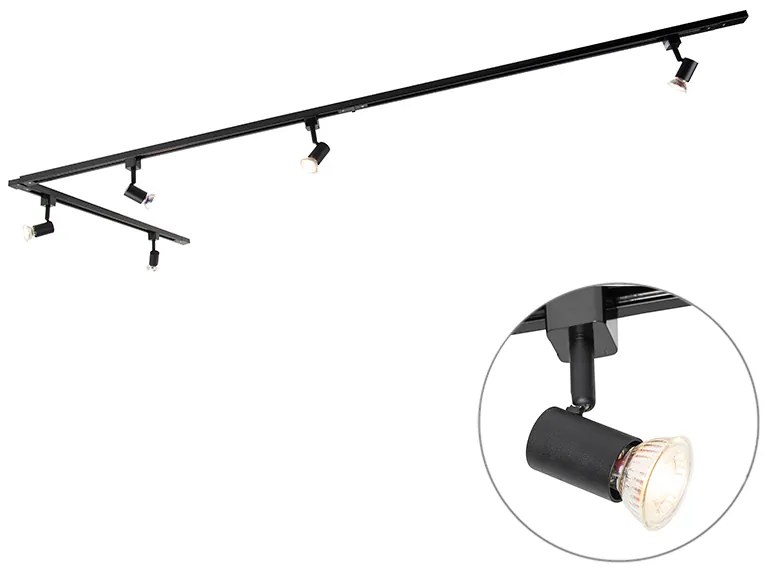 Sistema a binario intelligente nero monofase 5 luci incl. Wifi GU10 - Jeany