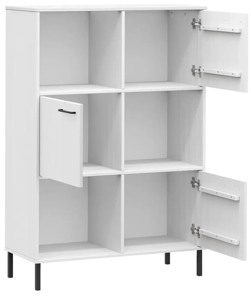 Libreria gambe metallo bianco 90x35x128,5cm legno massello oslo