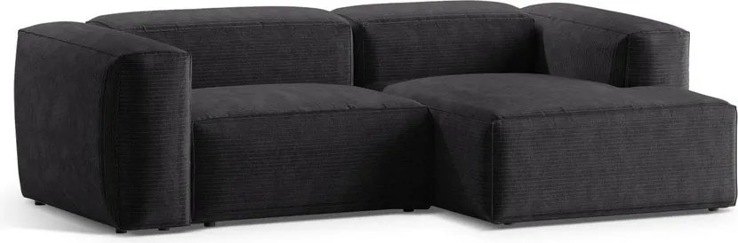 Divano angolare grigio scuro (con penisola a destra/con chaise lounge) con rivestimento in velluto a coste Bergamo – Cosmopolitan Design