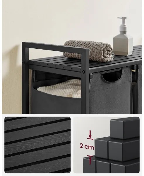 Cesto portabiancheria REX nero/grigio