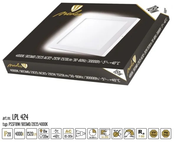 Plafoniera LED LED/18W/230V 4000K 22,5x22,5 cm