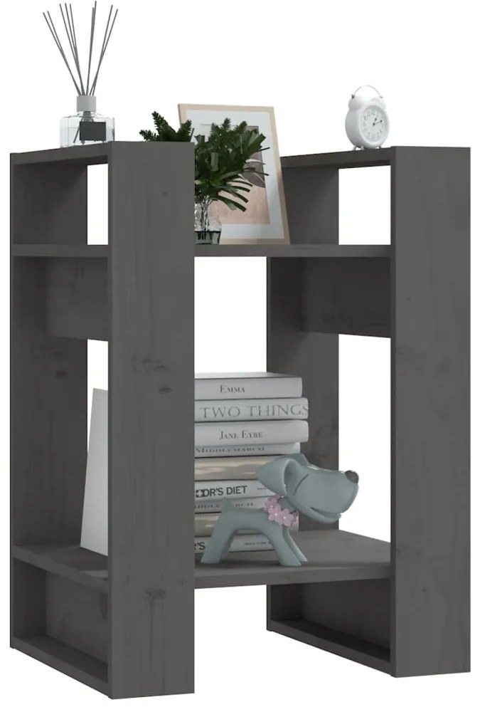 Libreria/Divisorio Grigio 41x35x57 cm in Legno Massello di Pino