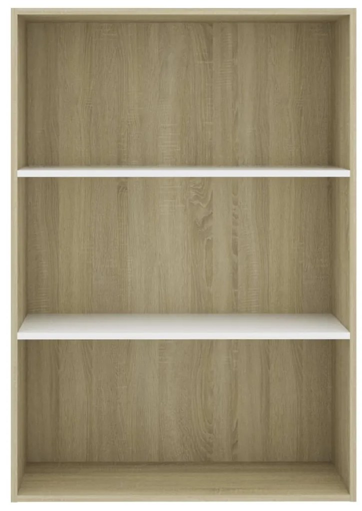 Libreria 3 ripiani bianco rovere sonoma 80x30x114cm multistrato