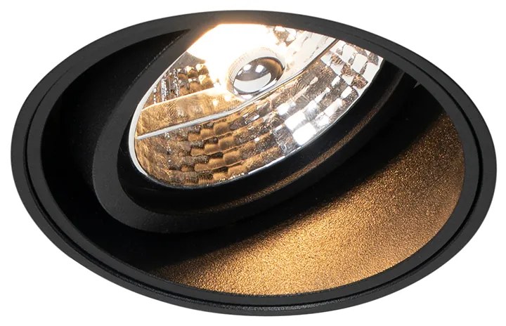 Set di 6 faretti da incasso moderni neri senza bordi - Impact 70