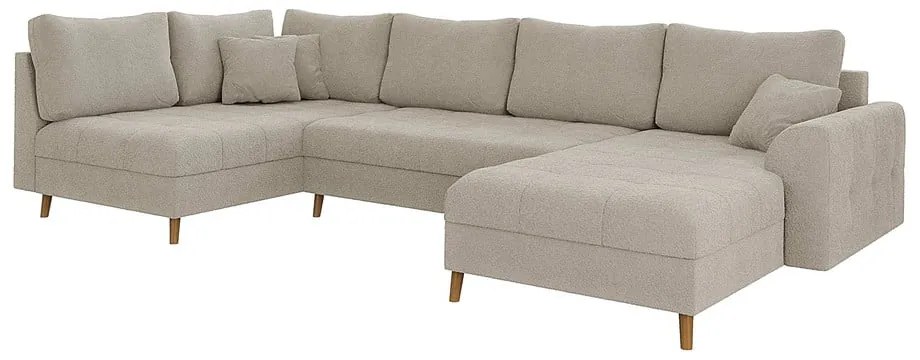 Divano angolare beige in tessuto bouclé (angolo destro/"U") Ariella - Ropez