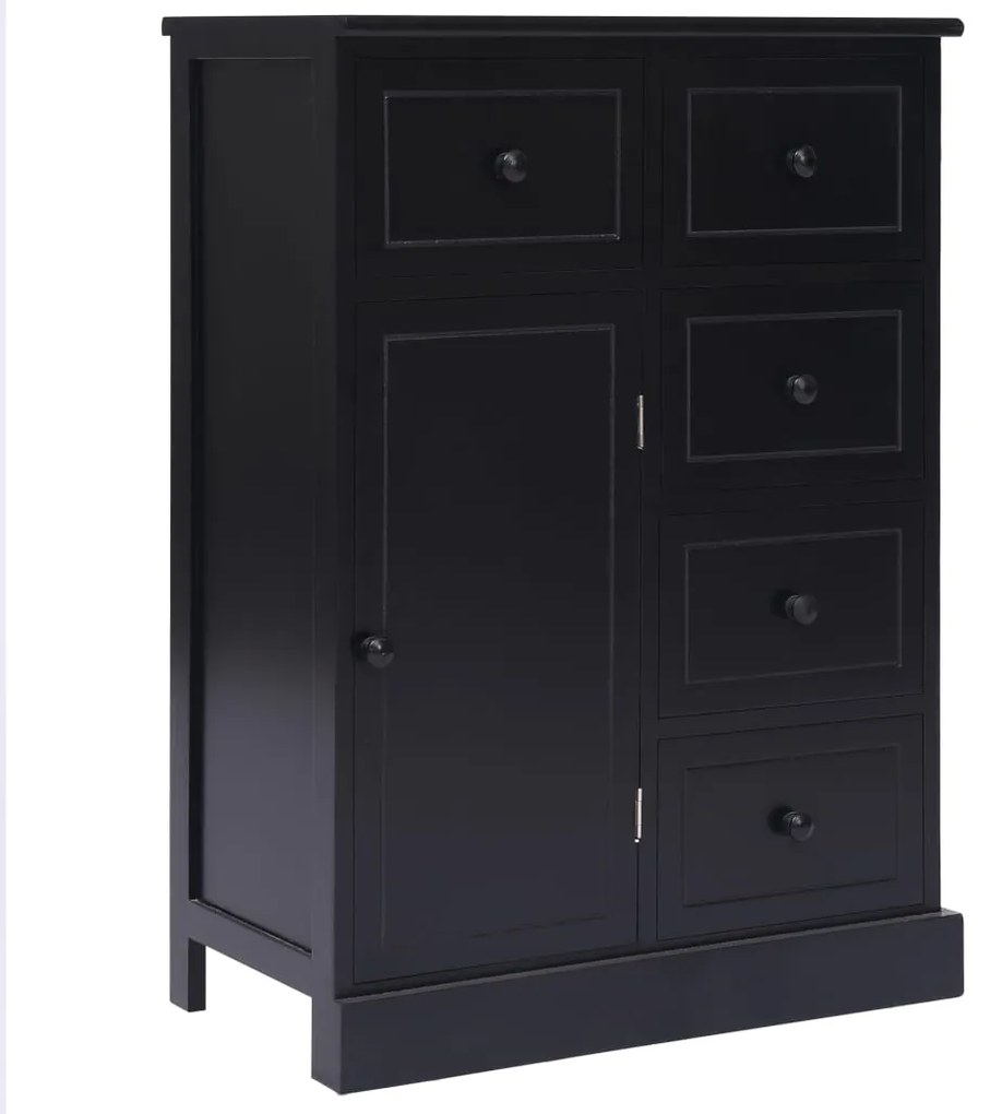 Credenza con 10 Cassetti Nera 113x30x79 cm in Legno