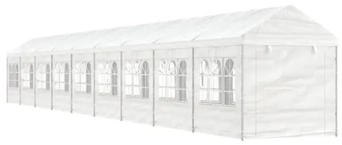 Gazebo con Tetto Bianco 20,07x2,28x2,69 m in Polietilene