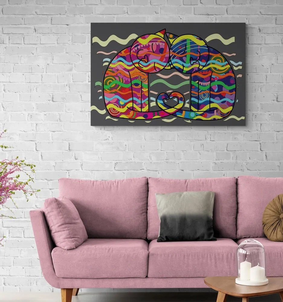 Quadro su tela – Gatti innamorati in stile pop art