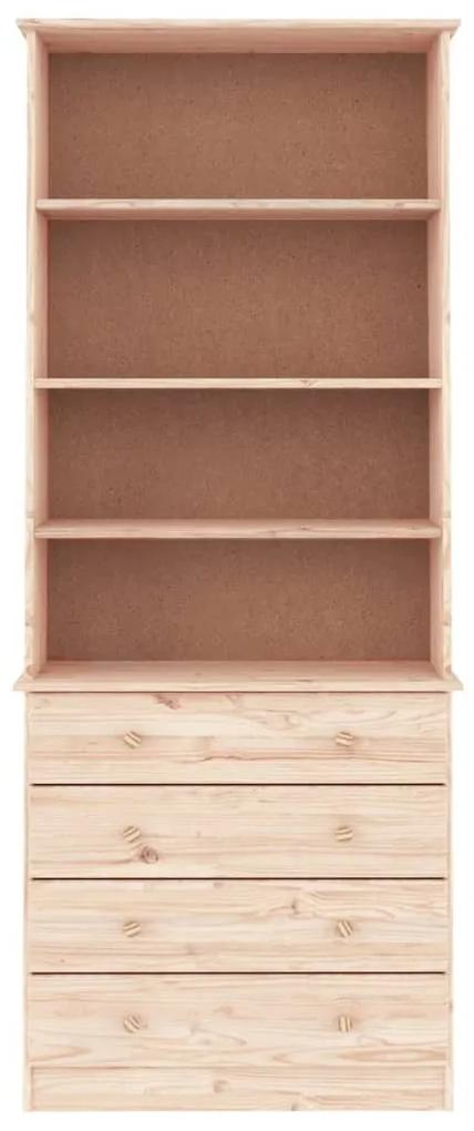 Libreria con cassetti alta 77x35x186,5cm legno massello di pino