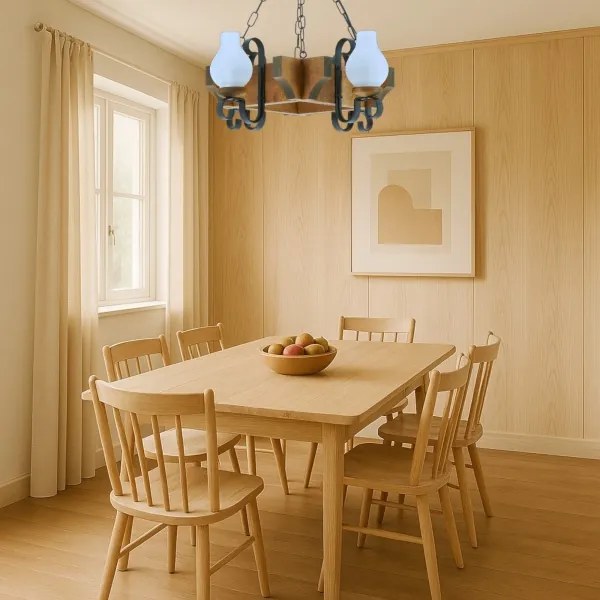 Brilagi - Lampadario a sospensione con catena QUEEN 4xE14/40W/230V faggio