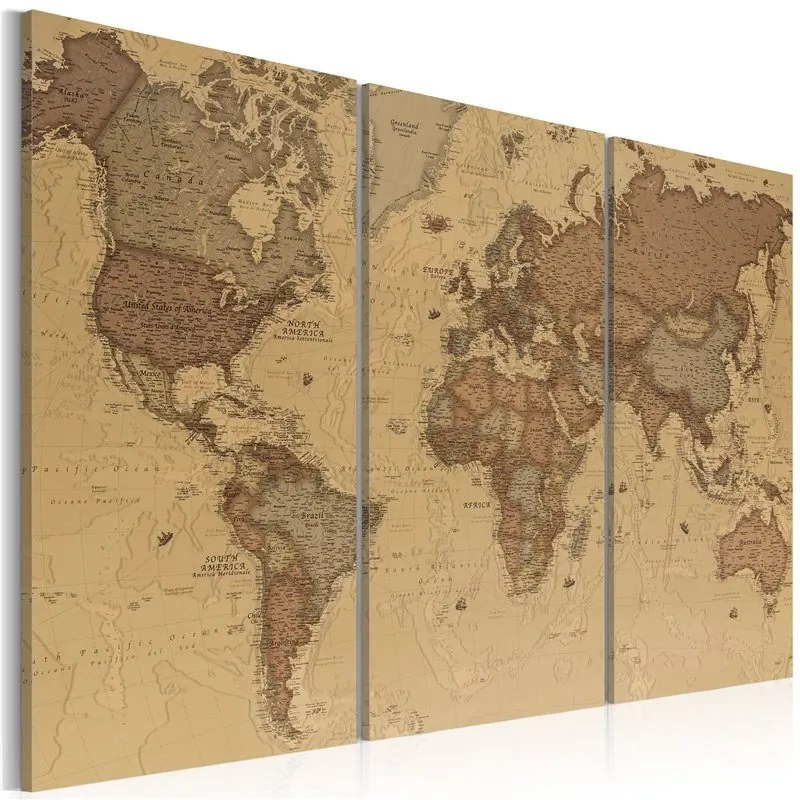 Quadro Stylish World Map  Colore Marrone, Dimensioni e Misure 120x80