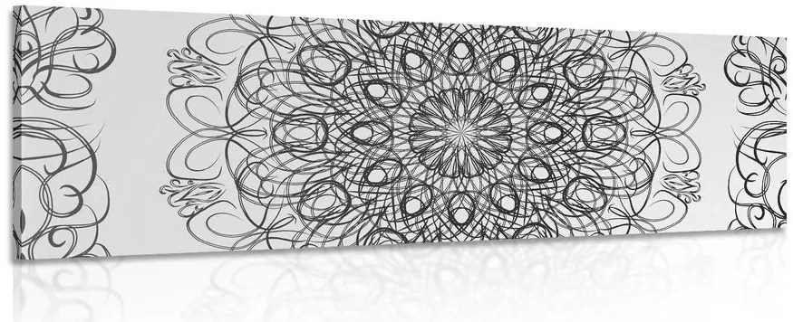 Stampa su tela – Mandala floreale astratta in bianco e nero