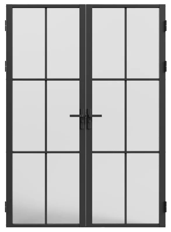 Blocco porta a due battenti 2 x H204 x L73 cm in Alluminio e Vetro smerigliato Nero - SEROTO