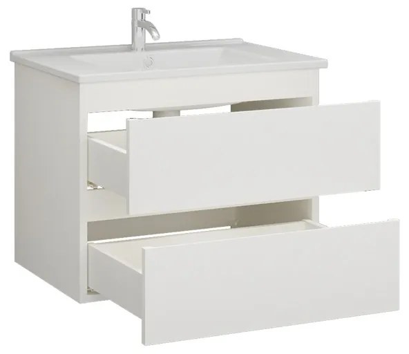 Kamalu - Composizione bagno sospesa 65 cm colore bianco opaco | LAC-EOLO-65