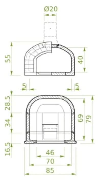 Palazzetti Ghiottone small forno a legna in cemento refrattario con porta in alluminio