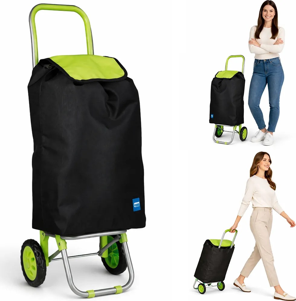 Carrello per la Spesa Poseidon Trolley con Rivestimento Termico 36x30x90 cm e Ruote Verde...