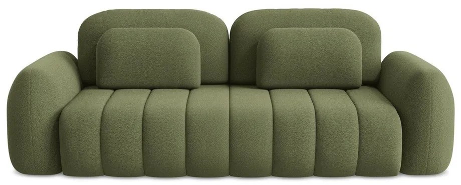 Divano verde allungabile/con contenitore con rivestimento in bouclé 266 cm Pele – Makamii