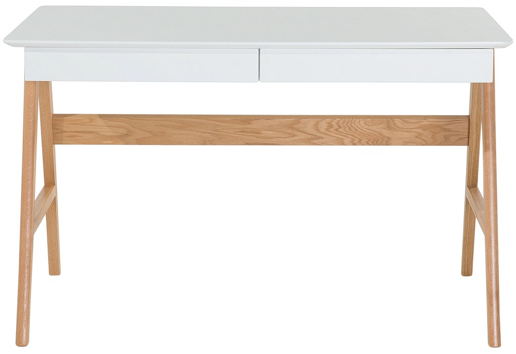 Scrivania da ufficio in legno bianco con 2 cassetti 120 x 70 cm SHESLAY Beliani