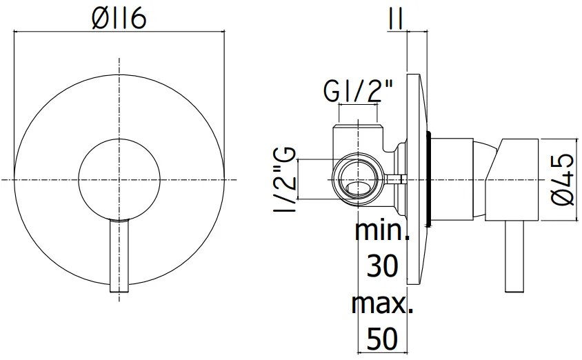 Paffoni Birillo Bi010 Miscelatore doccia ad incasso Monocomando con Piastra 116mm Cromo