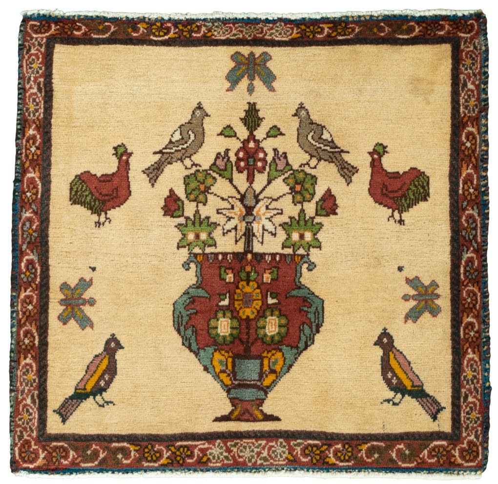 Shiraz Tappeto 60 x 60 Rosso (Iran) Annodato A Mano