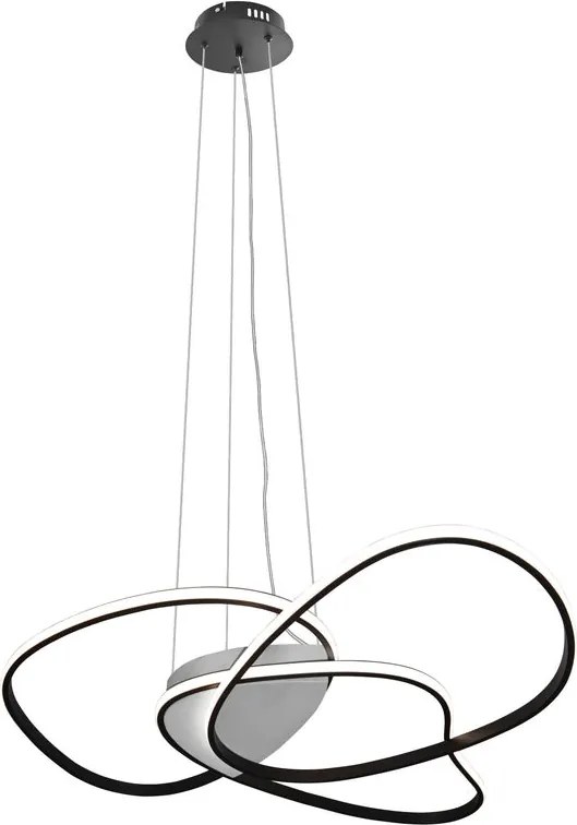 Lampadario LED design Rachel nero Ø80cm, luce con 3 temperature di colore 4000 lumen, NOVECENTO