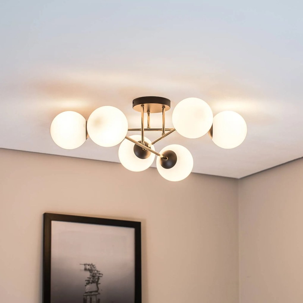 Plafoniera soffitto Magnum EMIBIG LIGHTING, dimmerabile, Bianco / Opale, Soggiorno / Sala da pranzo, Moderno, Plafoniera