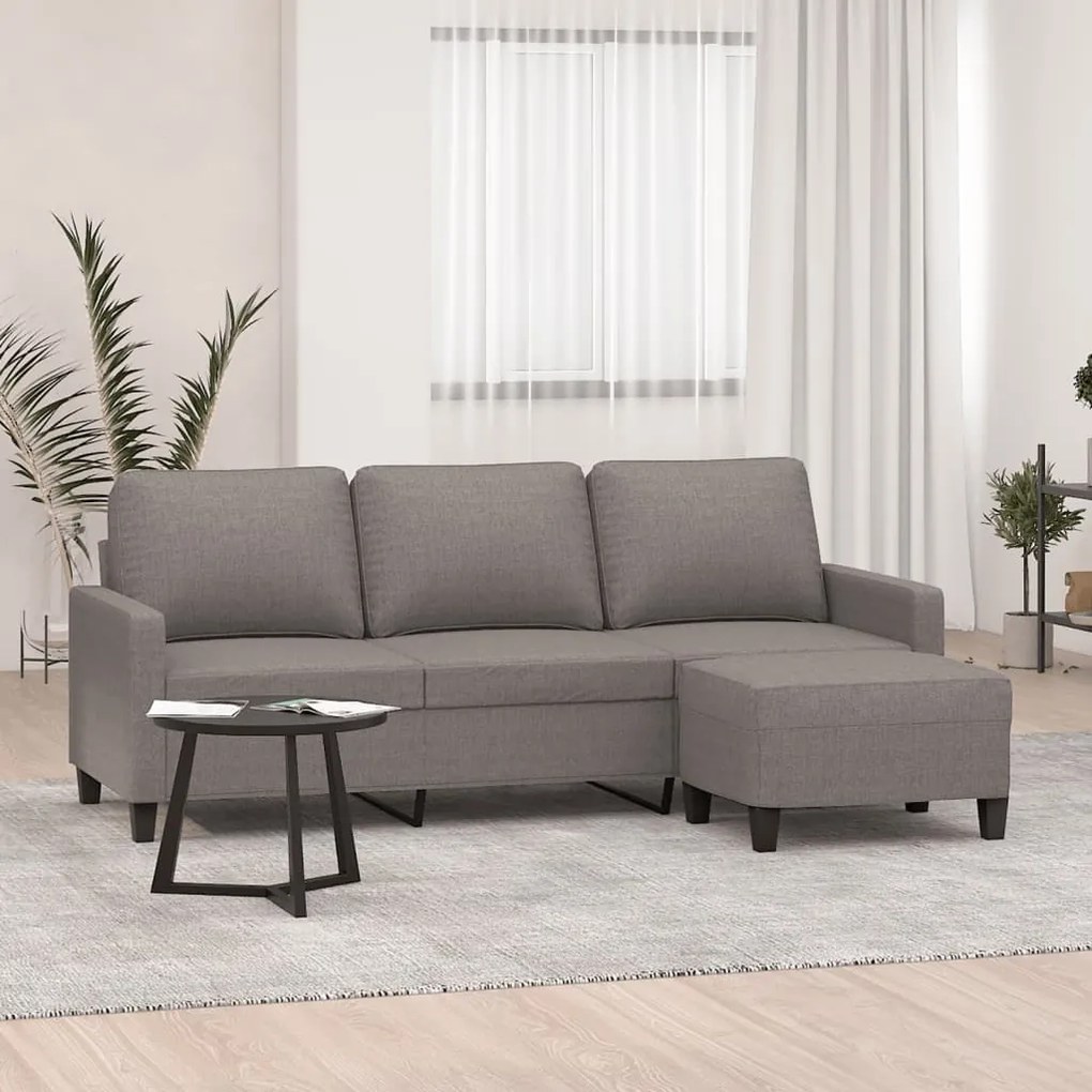 Divano A 3 Posti Con Poggiapiedi Tortora 180 Cm İn Tessuto /