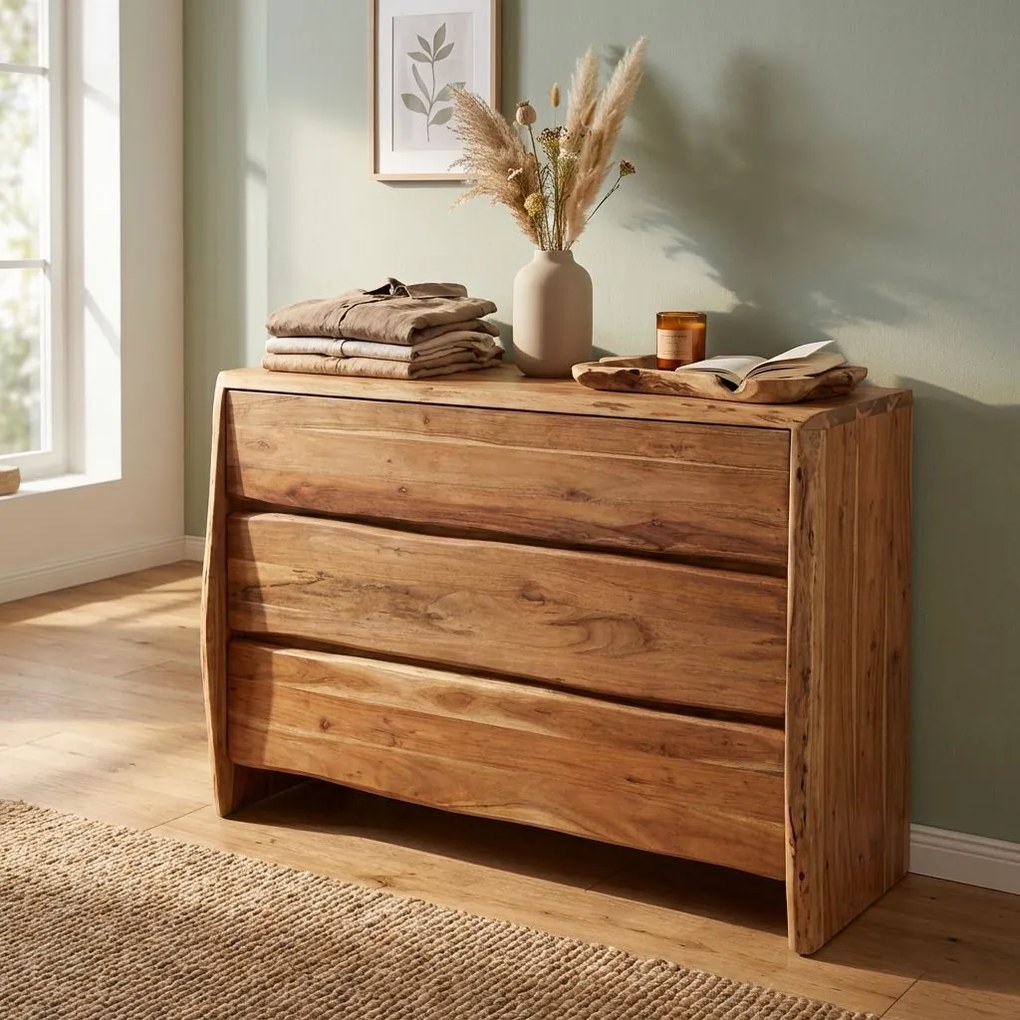 ROUGHT - cassettiera con 5 cassetti in legno