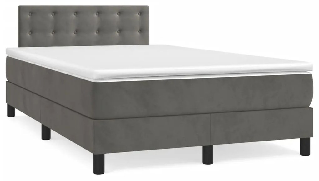Giroletto A Molle Con Materasso Grigio Scuro 120x190 Cm Velluto /