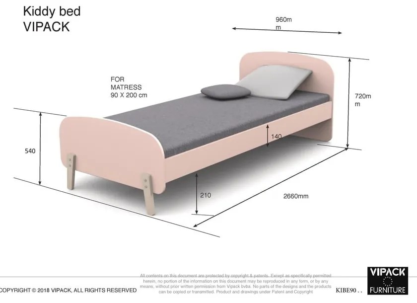 Letto per bambini alla menta , 200 x 90 cm Kiddy - Vipack