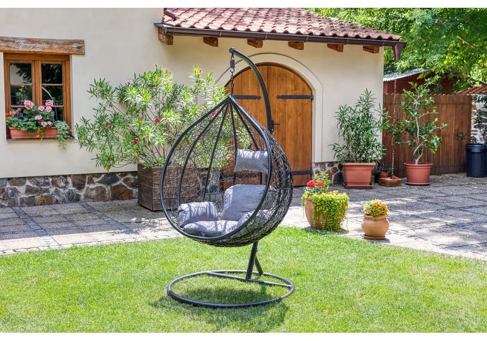 Poltrona sospesa grigio scuro in rattan artificiale Noela - Bonami Selection