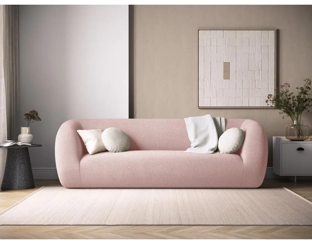 Divano in tessuto bouclé rosa chiaro 230 cm Essen - Cosmopolitan Design