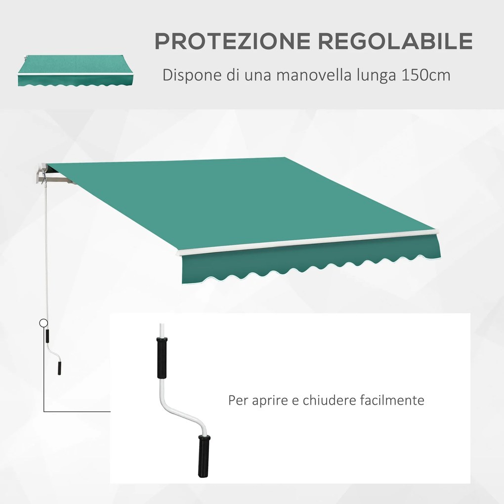 Tenda da Sole Avvolgibile a Parete 3x2.5m Verde Scuro...