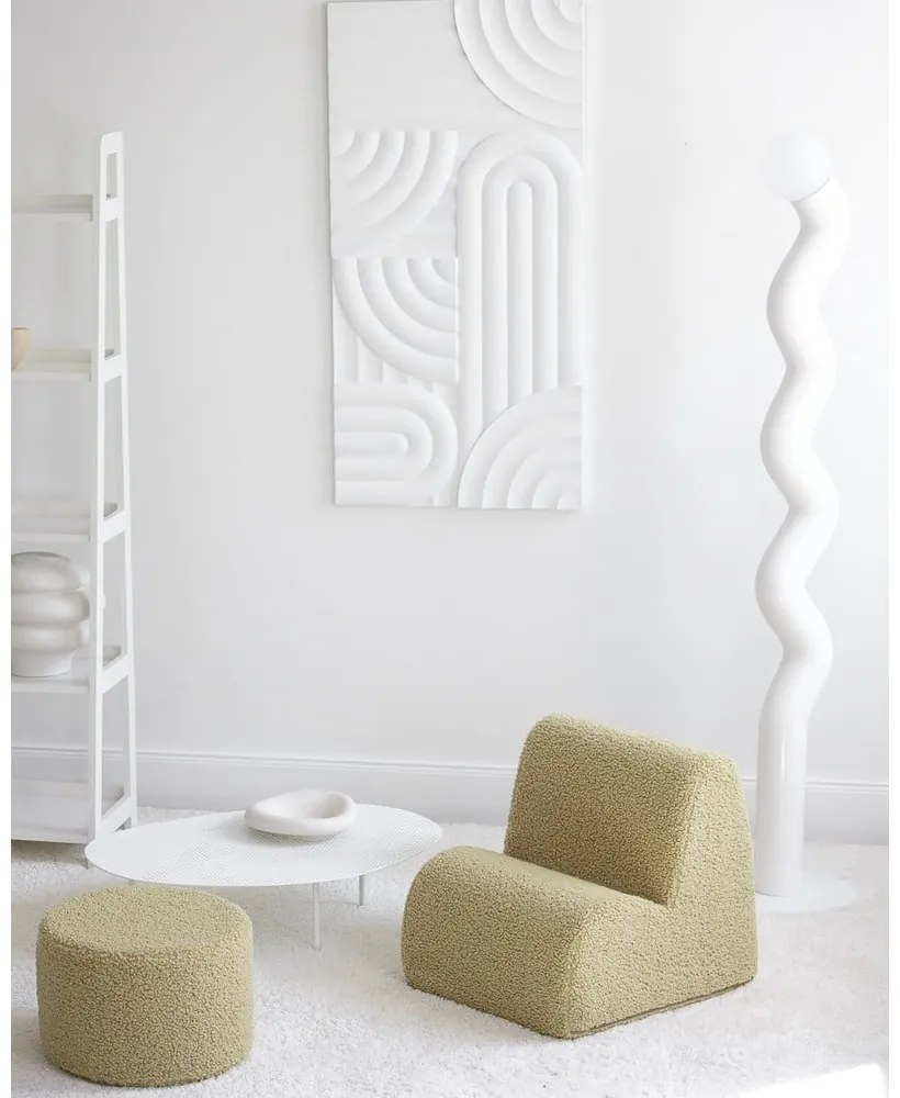 Poltrona per bambini verde con rivestimento in bouclé Cloud – Wigiwama