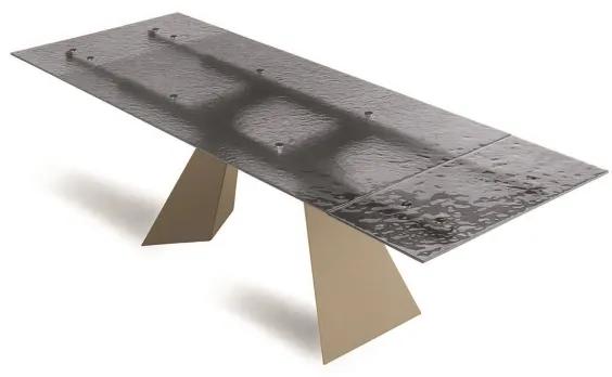 Tavolo allungabile 240 cm WATERS base in metallo Beige e piano in vetro Fumč