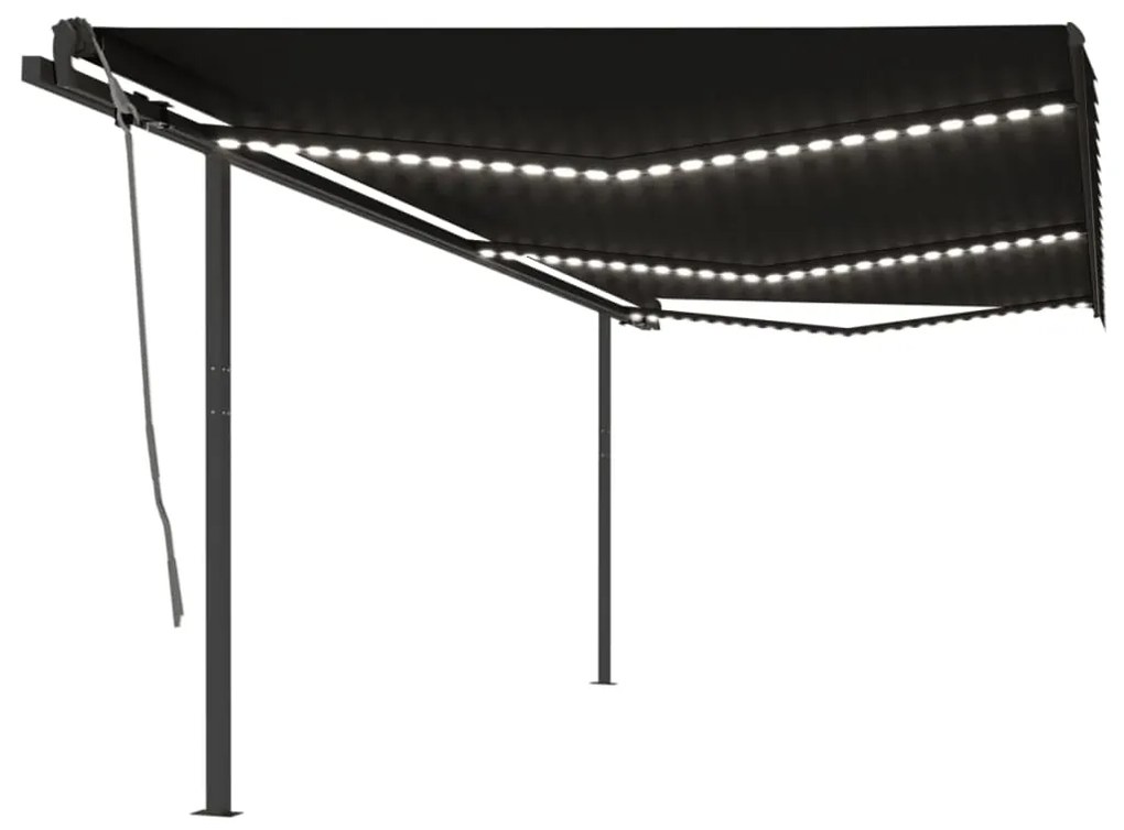 Tenda Da Sole Retrattile Manuale Con Led 6x3,5 M Antracite /