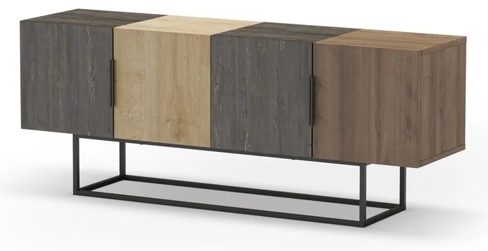 Tavolo TV in rovere decorato in marrone naturale 140x55 cm Titan - Marckeric